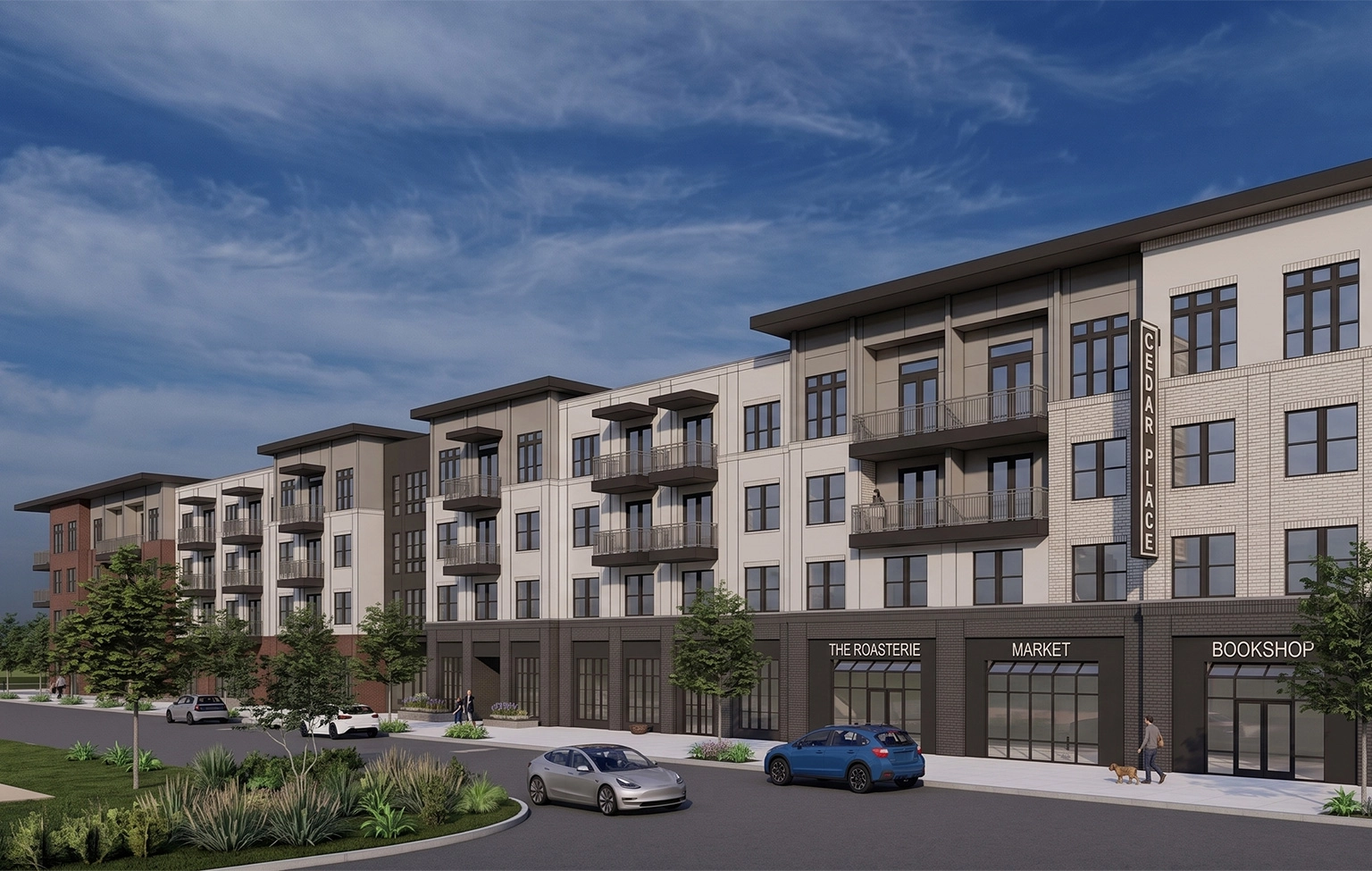 Mixed-use development with residential and commercial spaces
